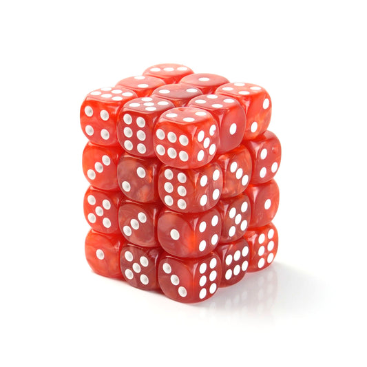 Pearl Red - 12mm Marble D6 Dice – 36 Pack