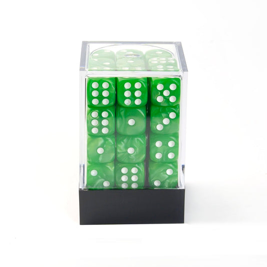 Pearl Light Green - 12mm Marble D6 Dice – 36 Pack