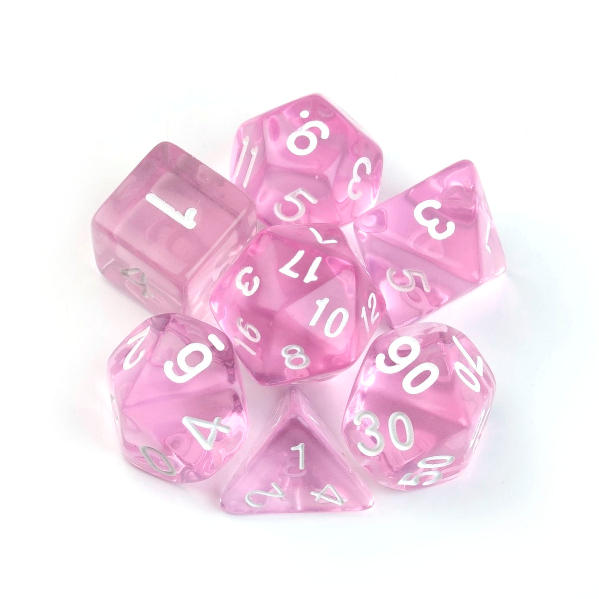 Transparent Pink – 7 Pack RPG Dice