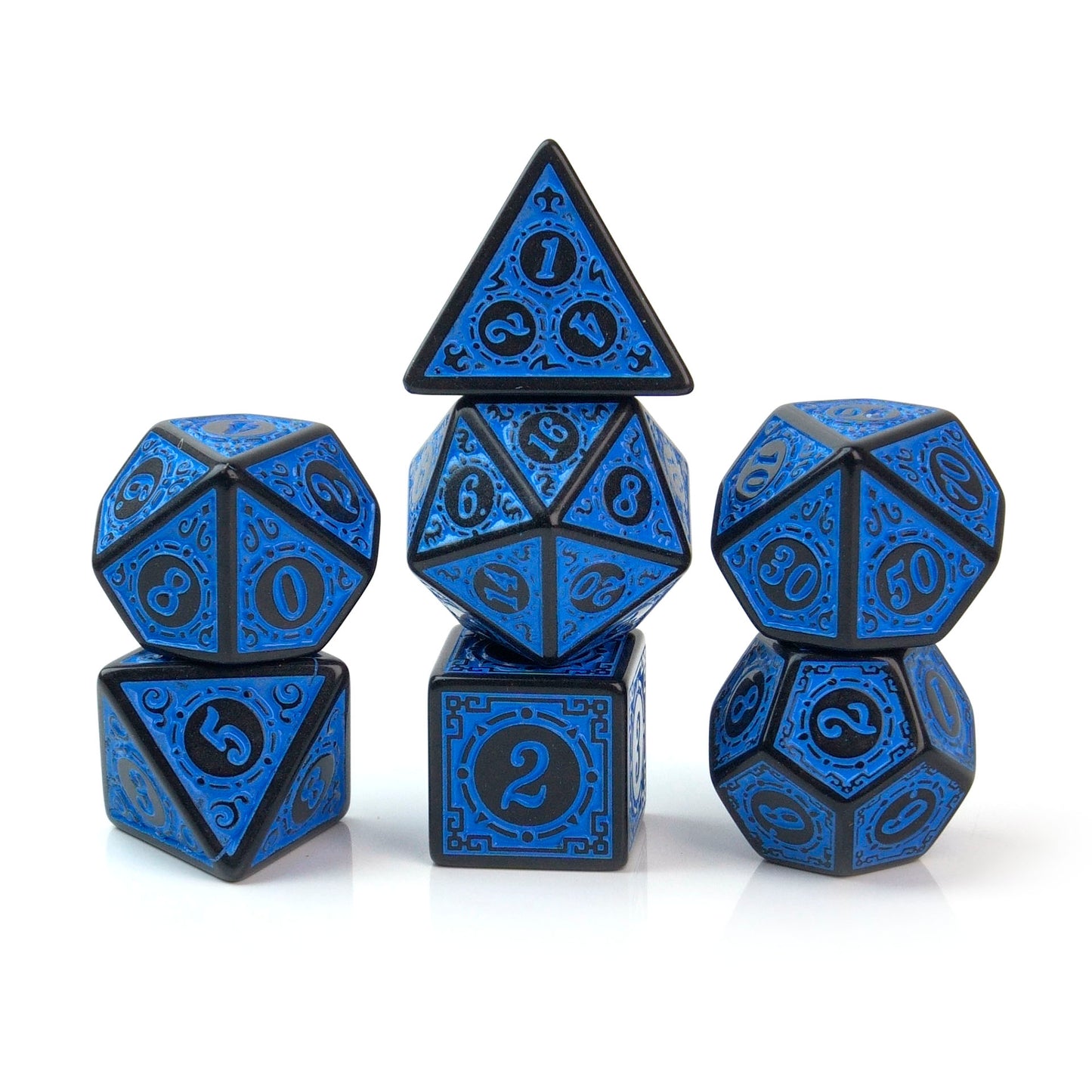 Battlemage Blue Runic Engraved – 7 Pack RPG Dice