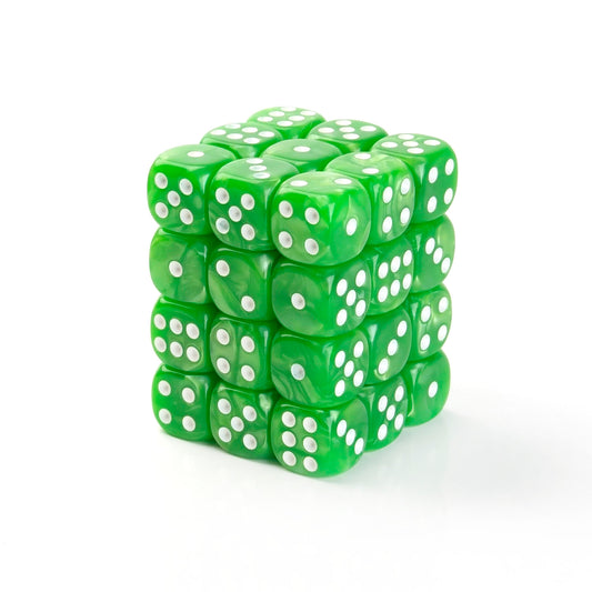 Pearl Light Green - 12mm Marble D6 Dice – 36 Pack