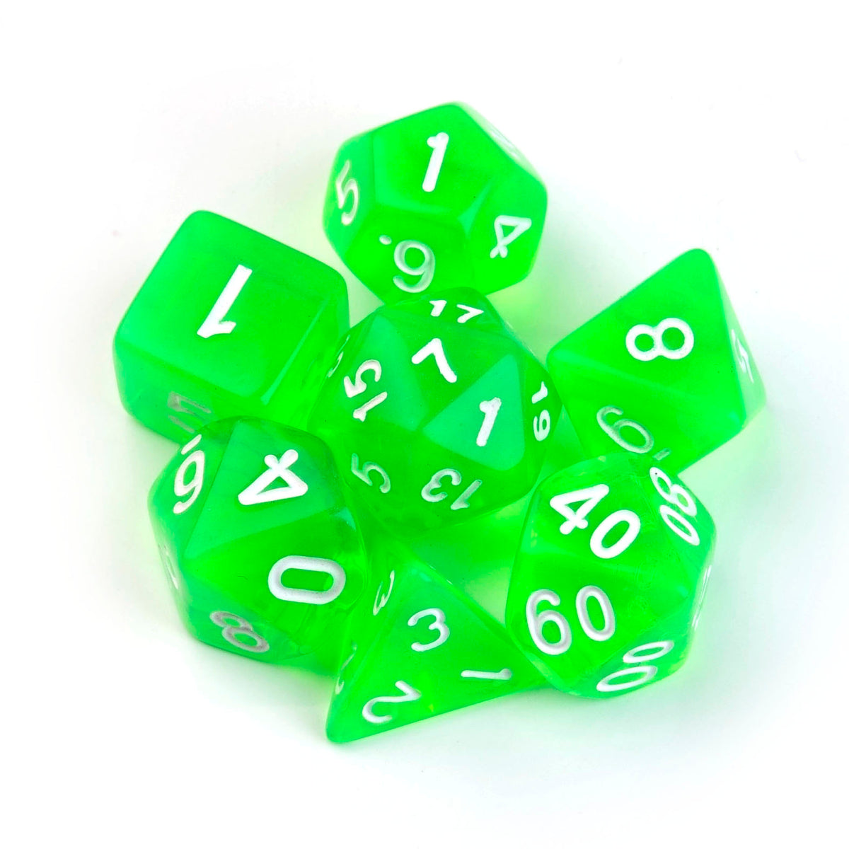 Transparent Light Green – 7 Pack RPG Dice