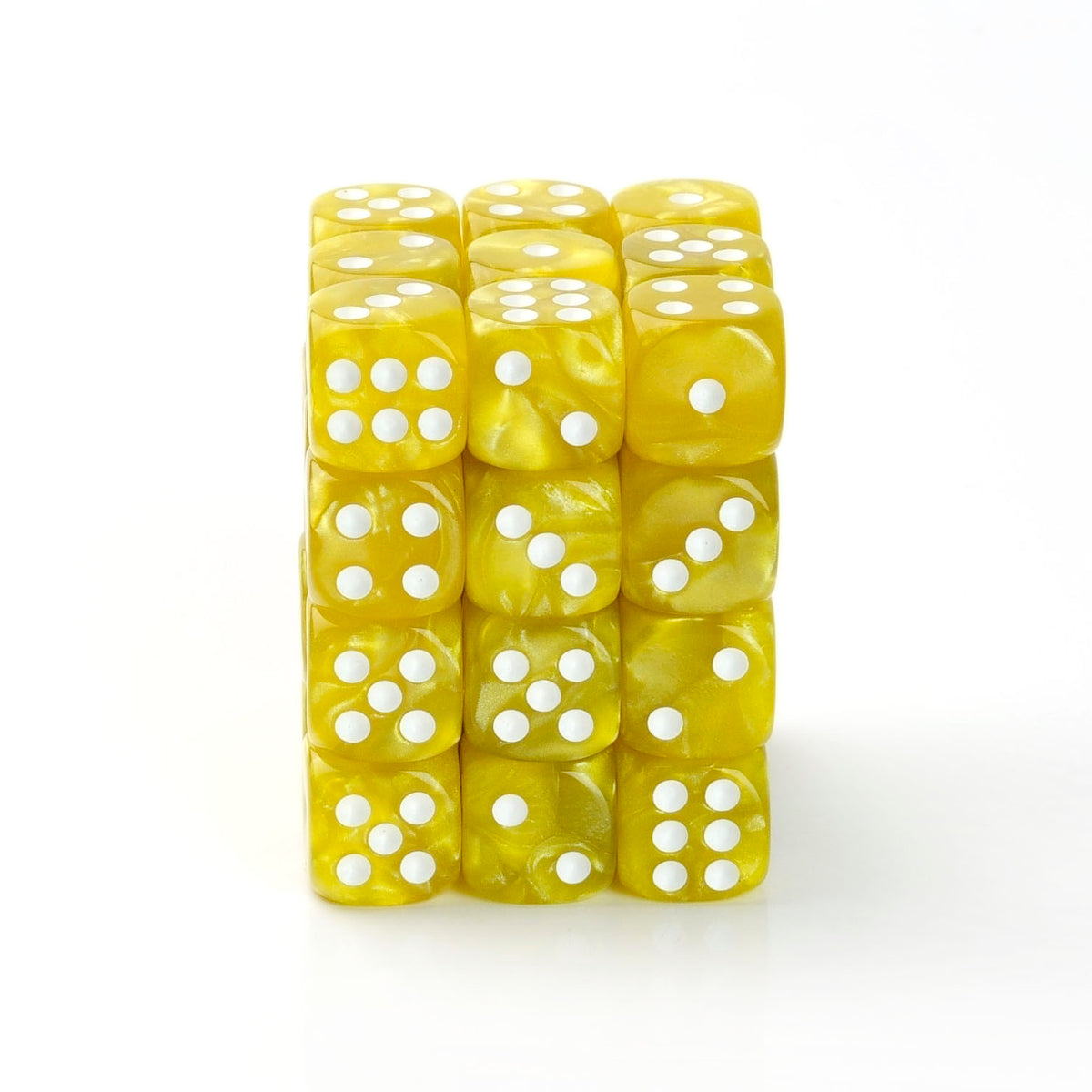 Pearl Yellow - 12mm Marble D6 Dice – 36 Pack