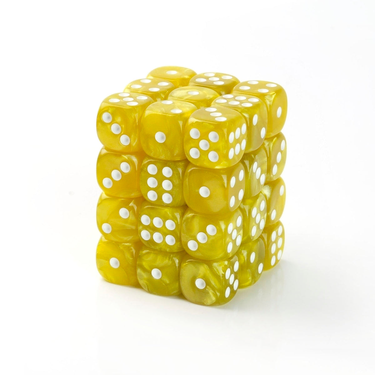 Pearl Yellow - 12mm Marble D6 Dice – 36 Pack