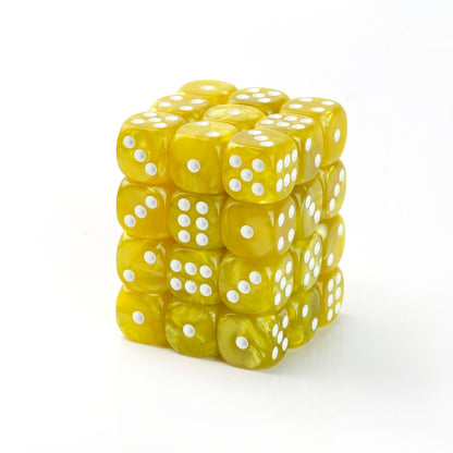 Pearl Yellow - 12mm Marble D6 Dice – 36 Pack