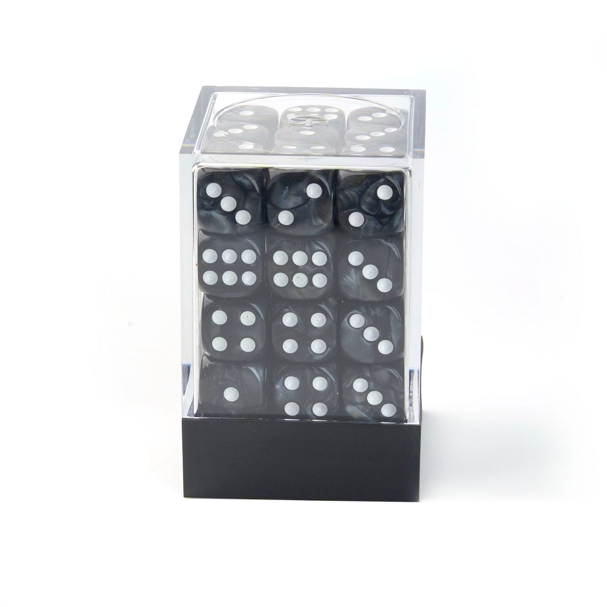 Pearl Black - 12mm Marble D6 Dice – 36 Pack