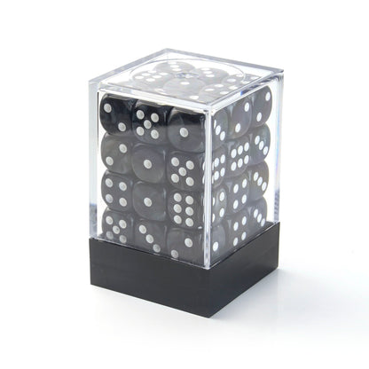 Pearl Black - 12mm Marble D6 Dice – 36 Pack