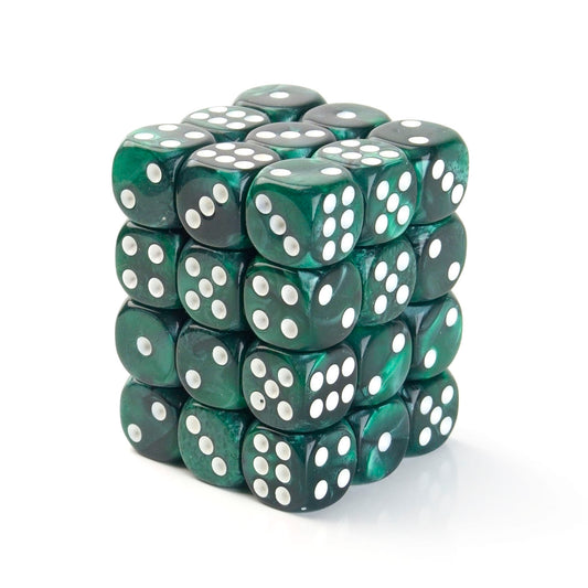 Pearl Turquoise - 12mm Marble D6 Dice – 36 Pack