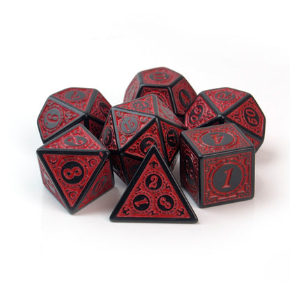 Raging Red Runic Engraved – 7 Pack RPG Dice