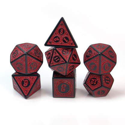 Raging Red Runic Engraved – 7 Pack RPG Dice