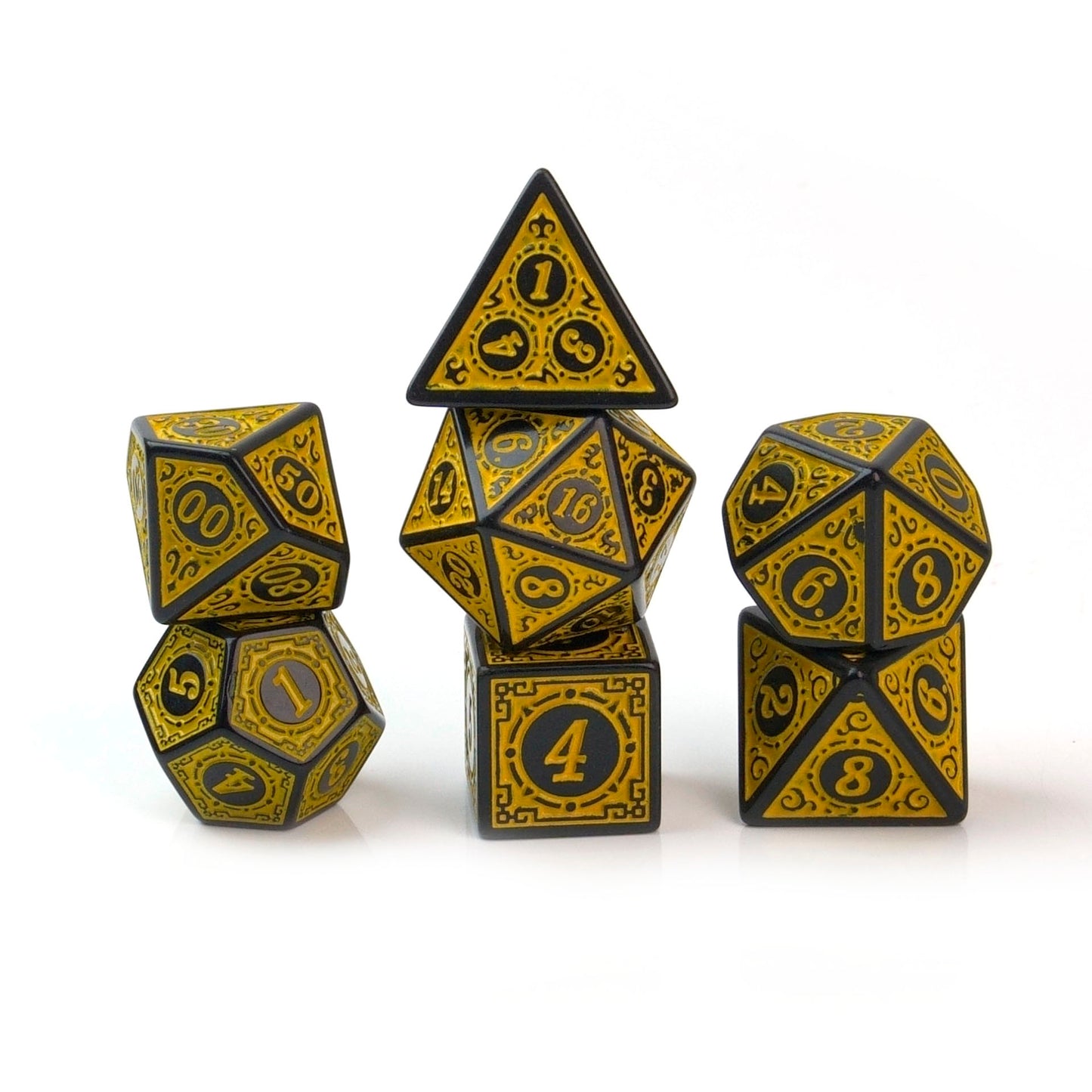 King in Yellow Runic Engraved – 7 Pack RPG Dice
