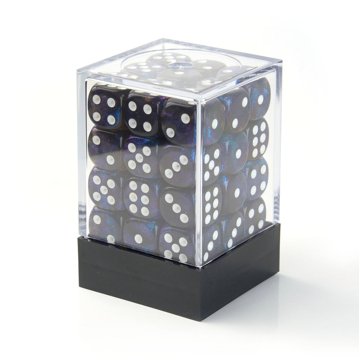 Galaxy Black and Blue - 12mm Marble D6 Dice – 36 Pack