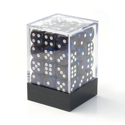 Galaxy Black and Blue - 12mm Marble D6 Dice – 36 Pack
