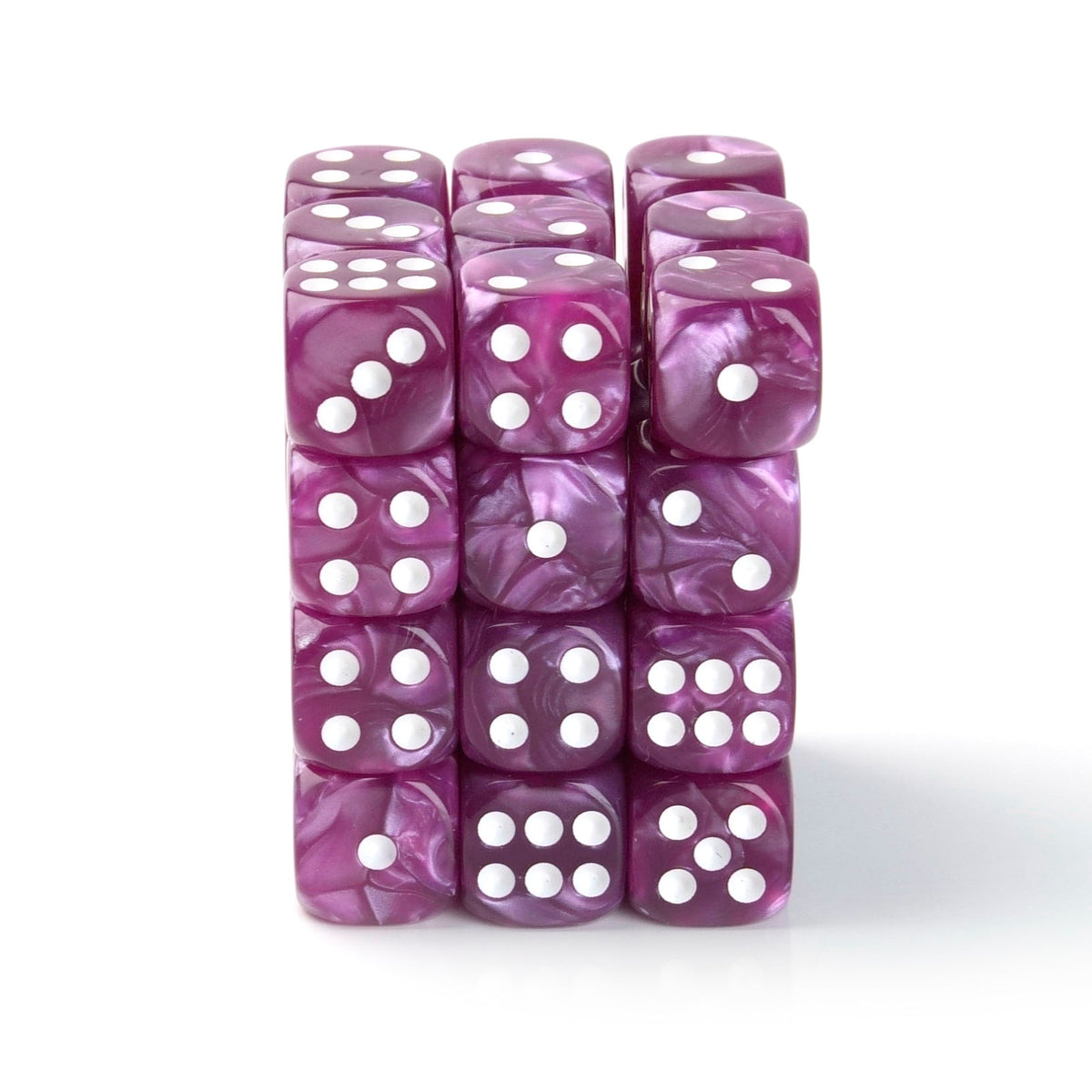 Pearl Rose Red - 12mm Marble D6 Dice – 36 Pack
