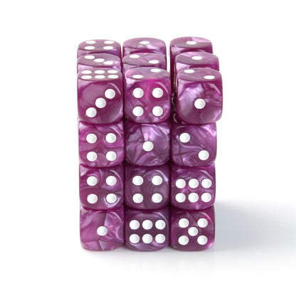 Pearl Rose Red - 12mm Marble D6 Dice – 36 Pack