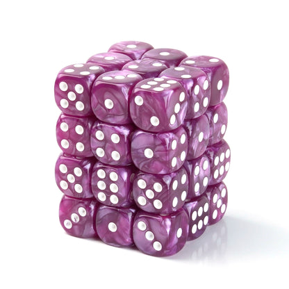 Pearl Rose Red - 12mm Marble D6 Dice – 36 Pack