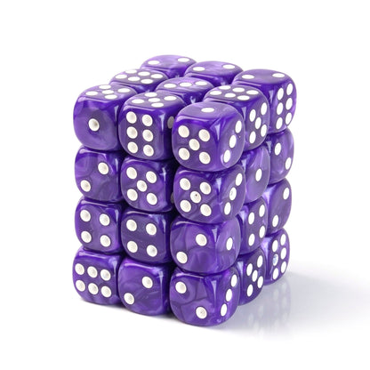 Pearl Purple - 12mm Marble D6 Dice – 36 Pack