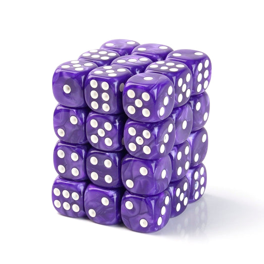 Pearl Purple - 12mm Marble D6 Dice – 36 Pack