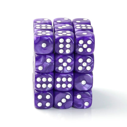 Pearl Purple - 12mm Marble D6 Dice – 36 Pack