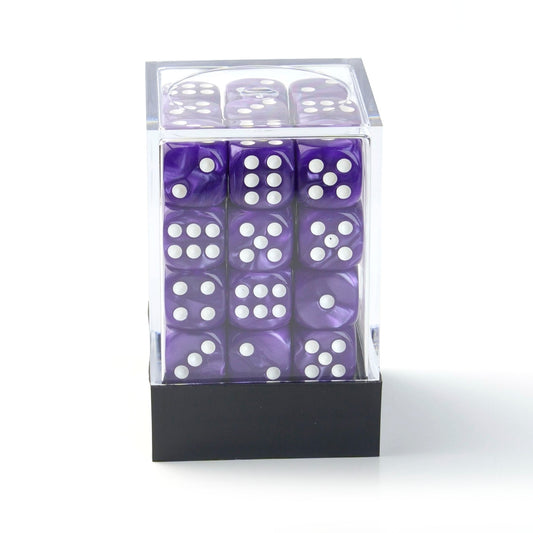 Pearl Purple - 12mm Marble D6 Dice – 36 Pack