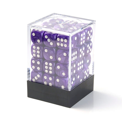 Pearl Purple - 12mm Marble D6 Dice – 36 Pack