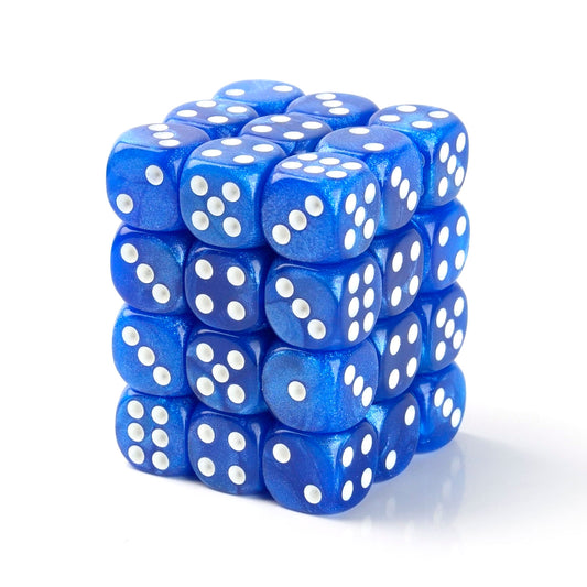 Pearl Navy Blue - 12mm Marble D6 Dice – 36 Pack