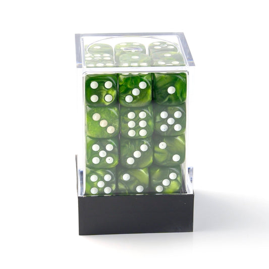 Pearl Green - 12mm Marble D6 Dice – 36 Pack