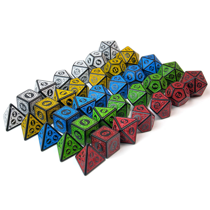 Raging Red Runic Engraved – 7 Pack RPG Dice