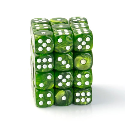 Pearl Green - 12mm Marble D6 Dice – 36 Pack