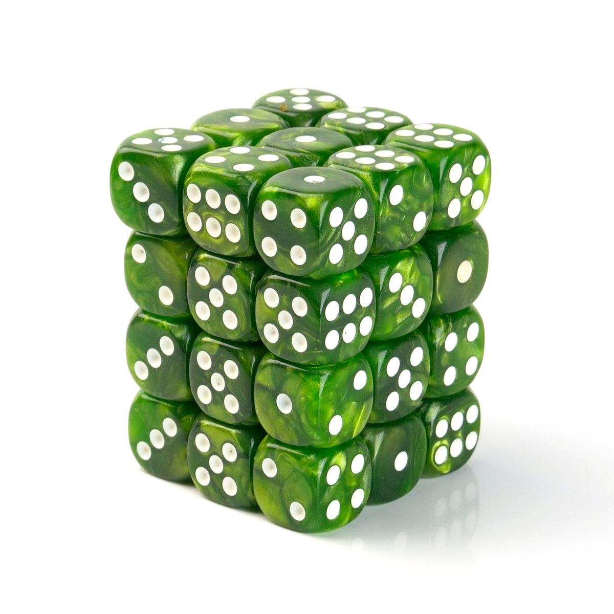 Pearl Green - 12mm Marble D6 Dice – 36 Pack