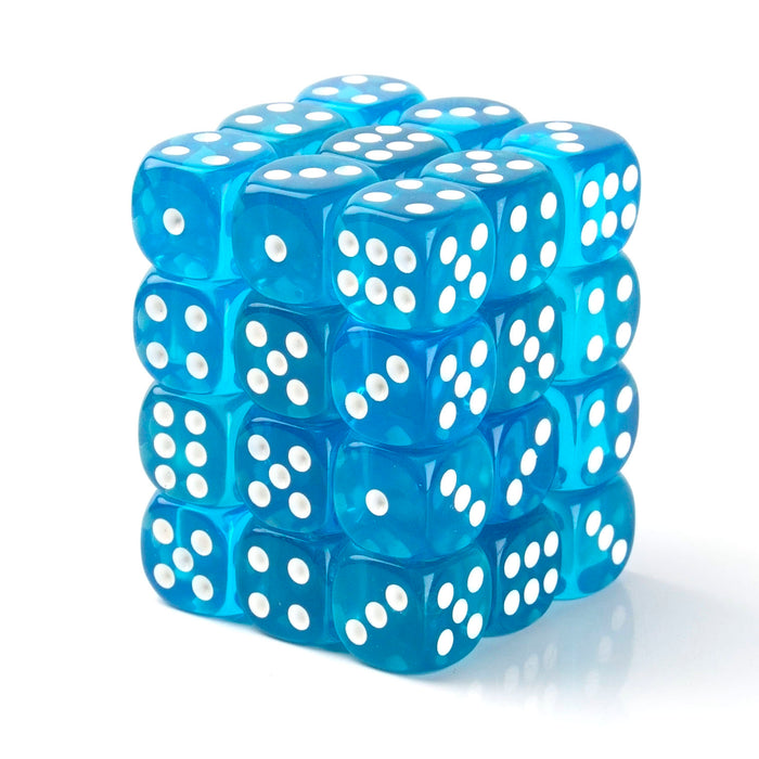 Transparent Light Blue - 12mm D6 Dice – 36 Pack
