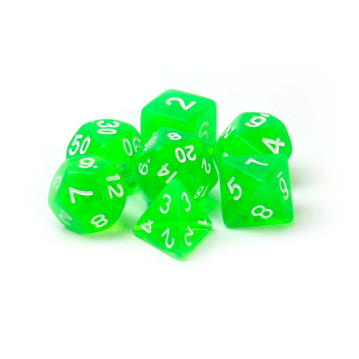 Transparent Light Green – 7 Pack RPG Dice
