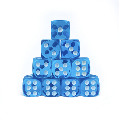 Transparent Light Blue - 12mm D6 Dice – 36 Pack