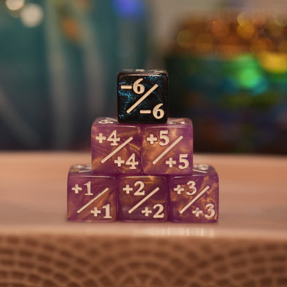 Shimmering Pink and Nebula Blue + / - Counter Dice – 12 Pack