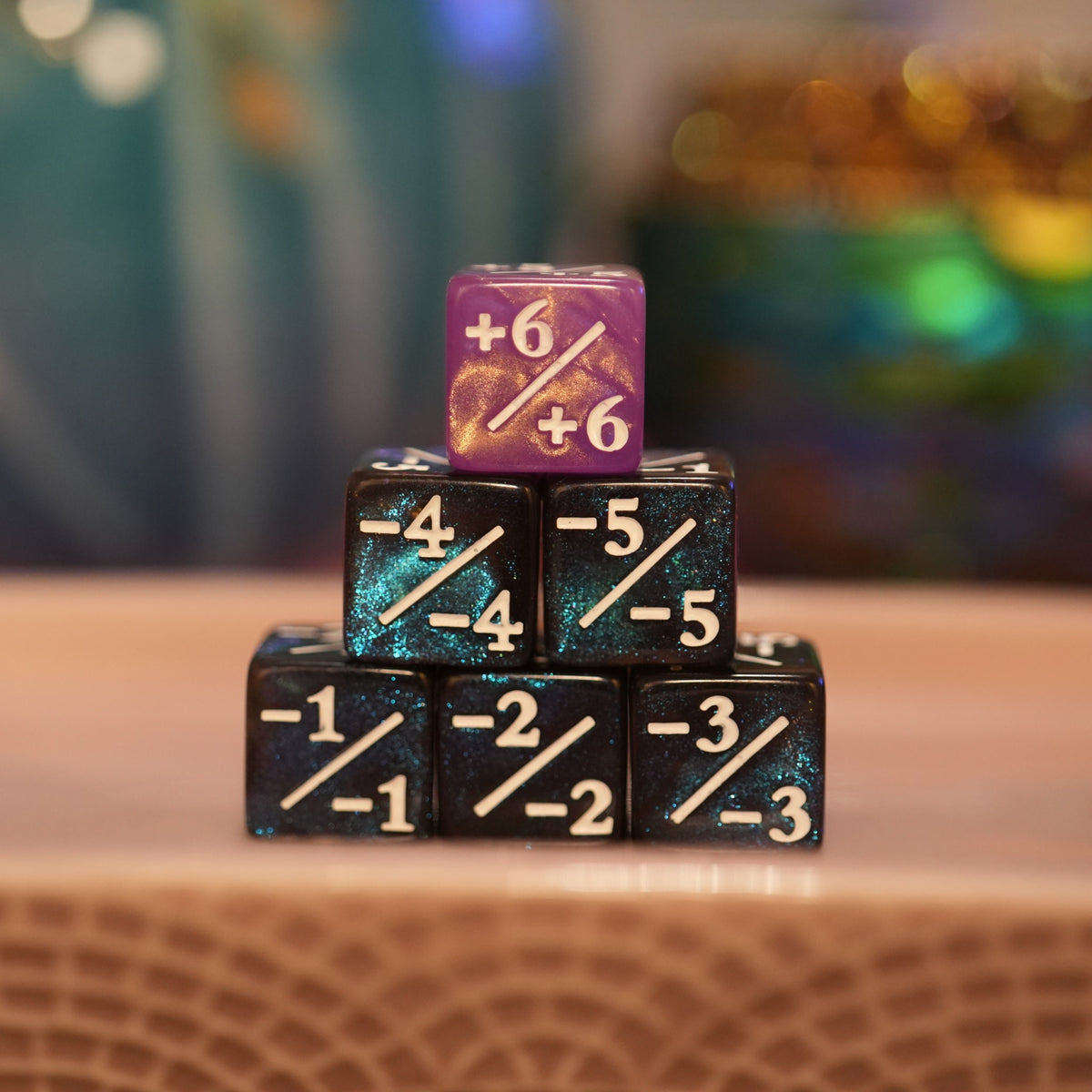 Shimmering Pink and Nebula Blue + / - Counter Dice – 12 Pack