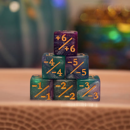 Light Galaxy Purple and Pink + / - Counter Dice – 12 Pack