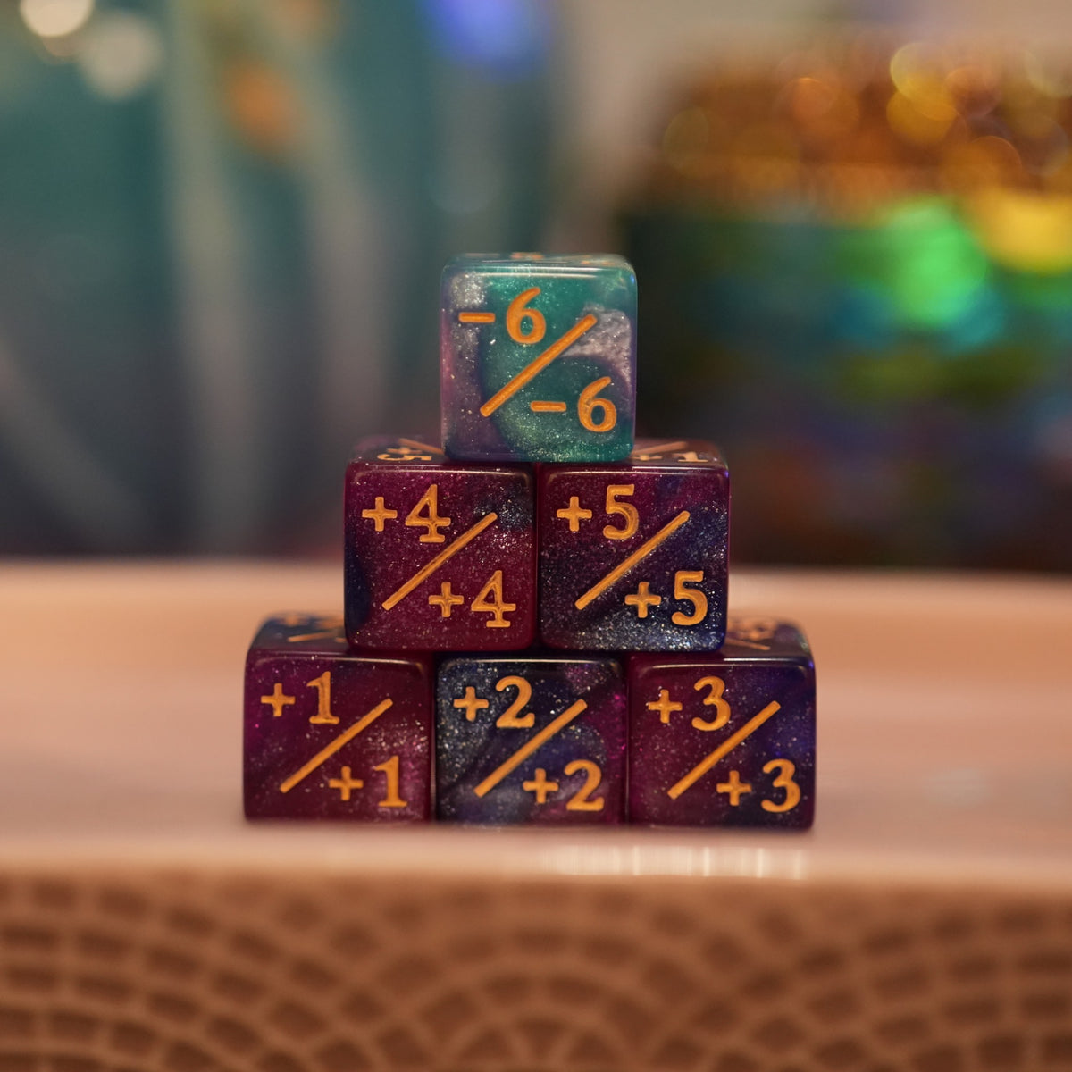 Light Galaxy Purple and Pink + / - Counter Dice – 12 Pack