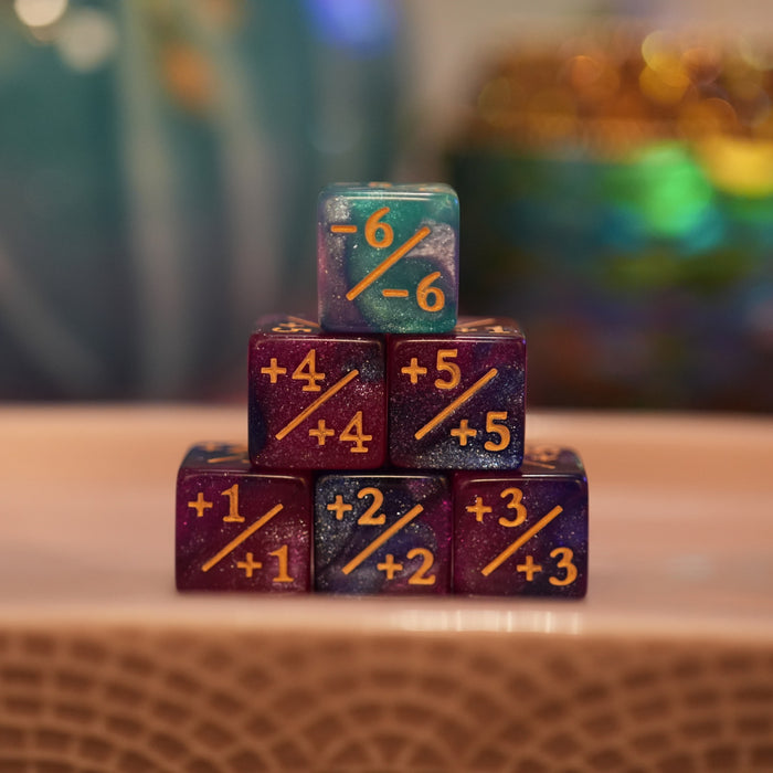 Light Galaxy Purple and Pink + / - Counter Dice – 12 Pack