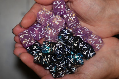 Shimmering Pink and Nebula Blue + / - Counter Dice – 12 Pack