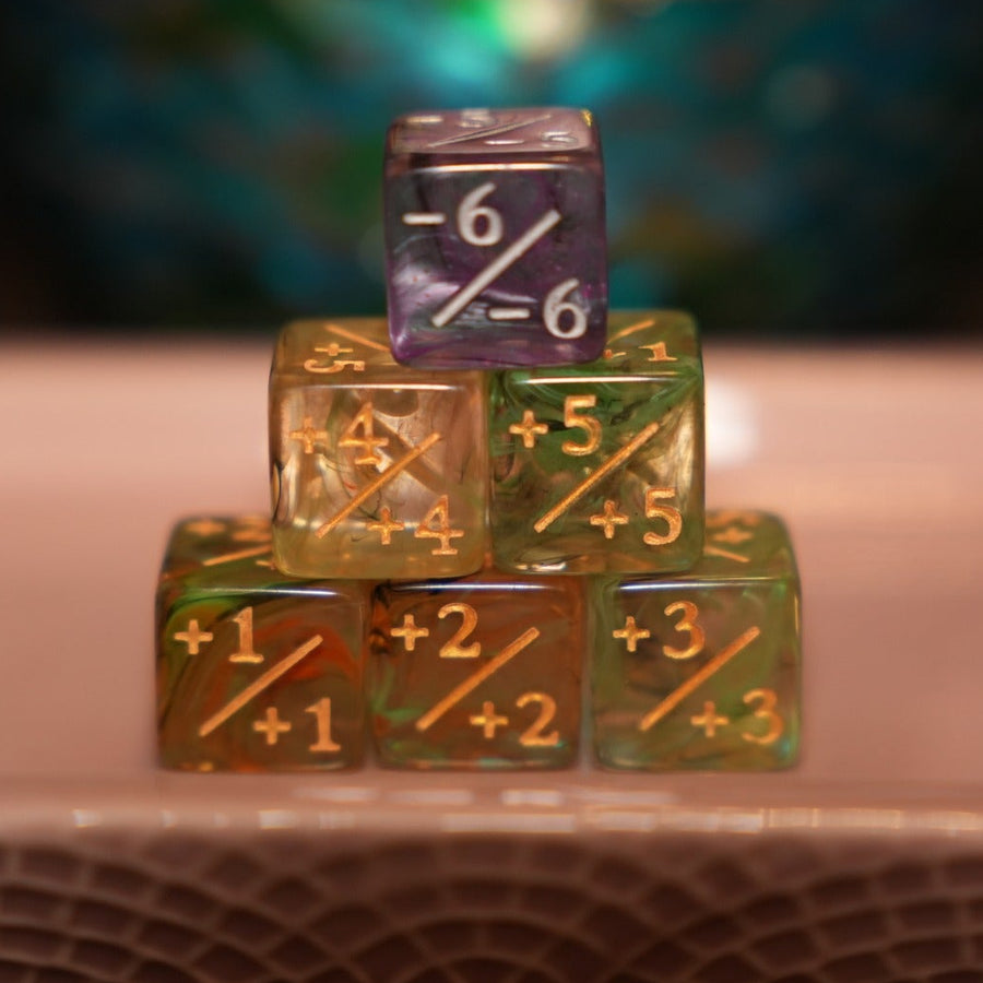 Melon Yellow and Grape Purple + / - Counter Dice – 12 Pack
