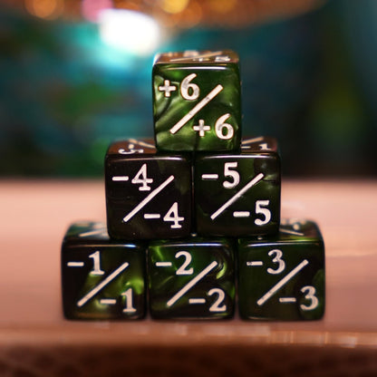 Marble Venom Green + / - Counter Dice – 12 Pack