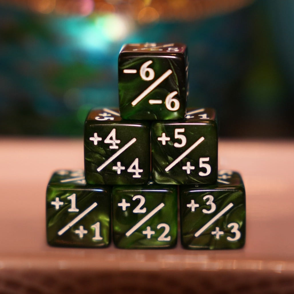 Marble Venom Green + / - Counter Dice – 12 Pack