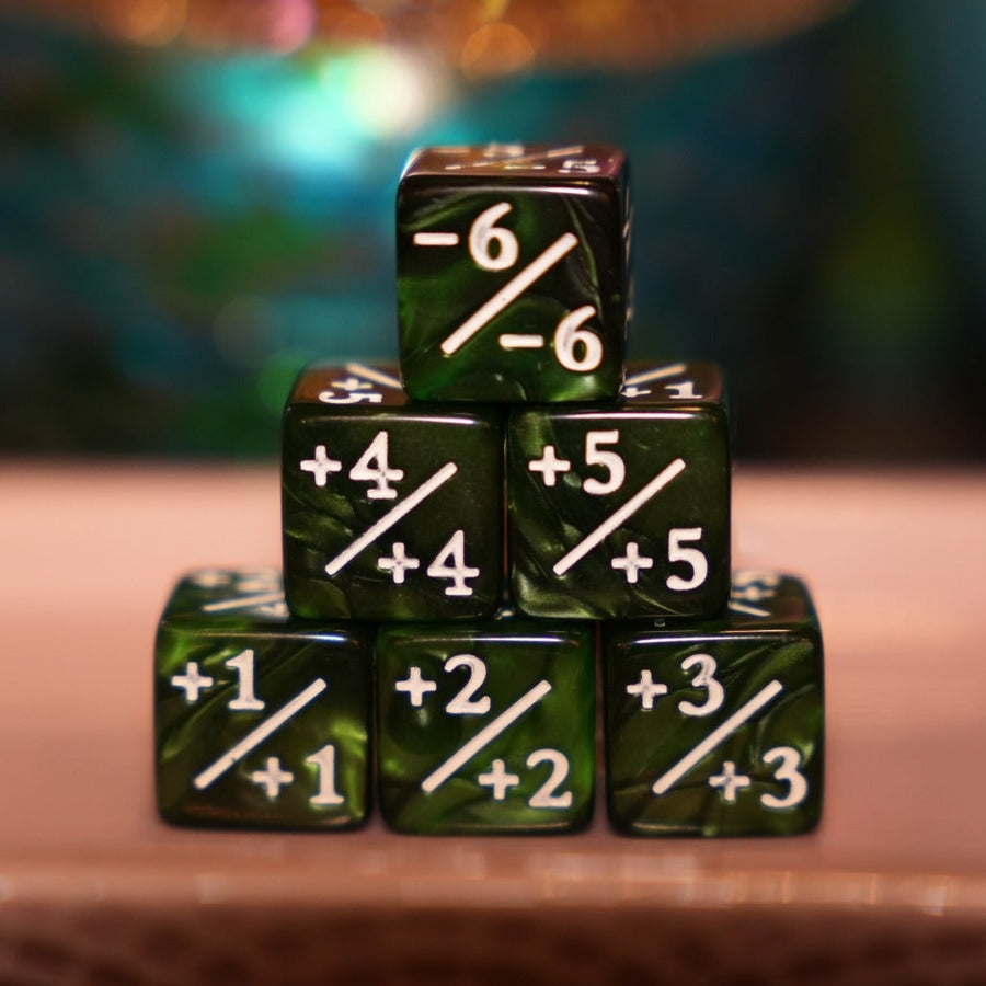 Marble Venom Green + / - Counter Dice – 12 Pack