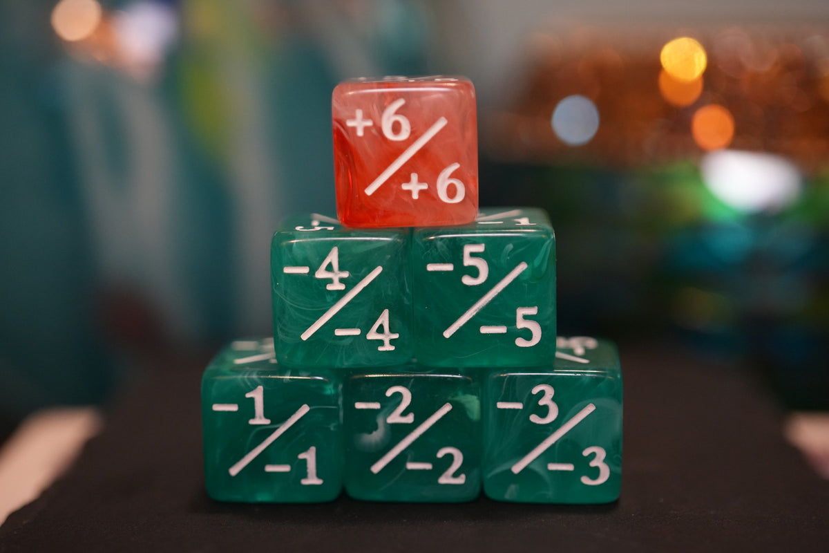 Peach Pink and Mint Green + / - Counter Dice – 12 Pack