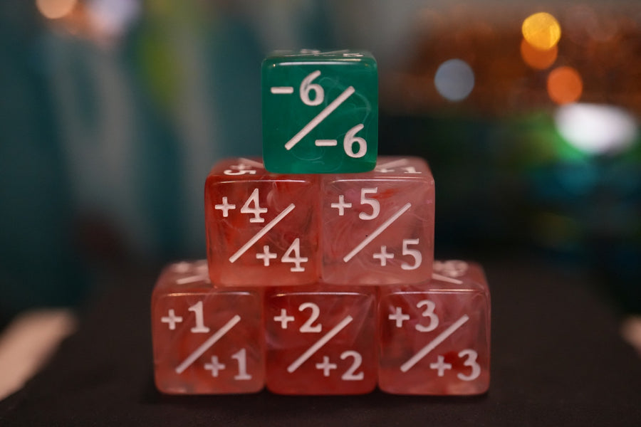 Peach Pink and Mint Green + / - Counter Dice – 12 Pack