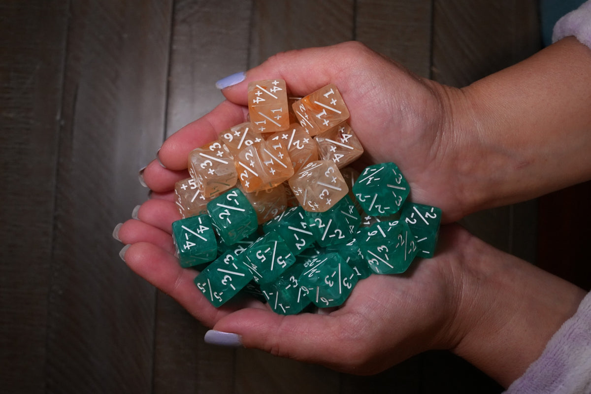 Yuzu Yellow and Mint Green + / - Counter Dice – 12 Pack