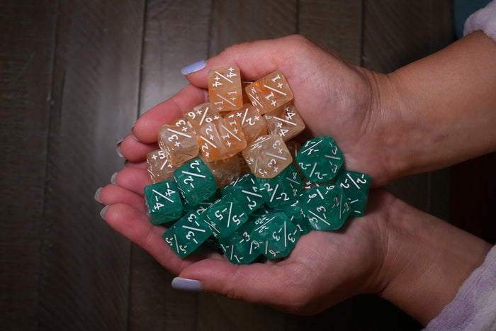 Yuzu Yellow and Mint Green + / - Counter Dice – 12 Pack