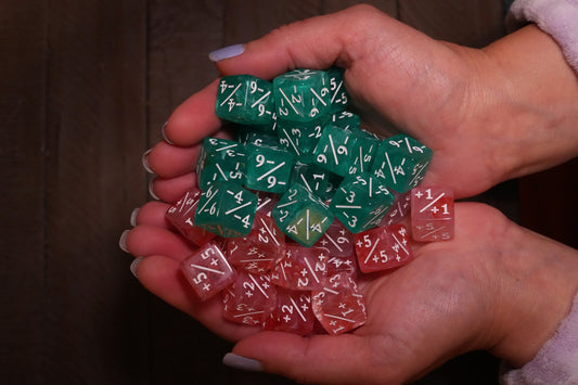Peach Pink and Mint Green + / - Counter Dice – 12 Pack