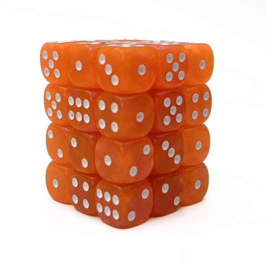 Galaxy Orange - 12mm Marble D6 Dice – 36 Pack