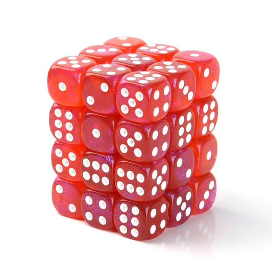 Galaxy Red - 12mm Marble D6 Dice – 36 Pack